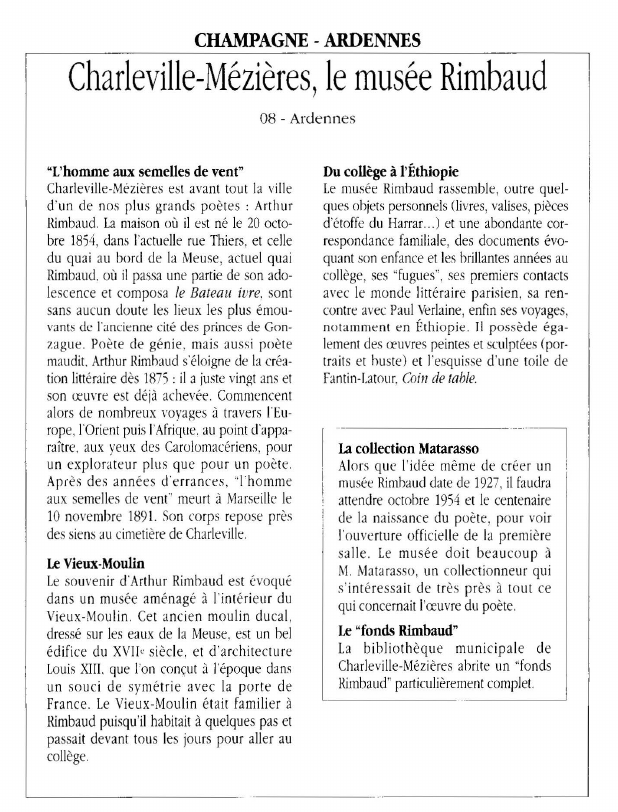 Prévisualisation du document CHAMPAGNE - ARDENNESCharleville-Mézières, le musée Rimbaud.