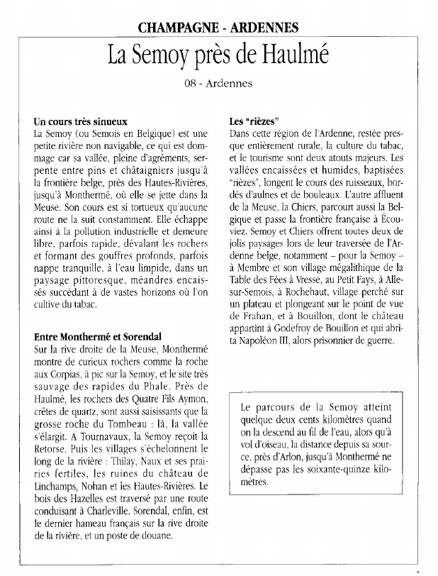 Prévisualisation du document CHAMPAGNE - ARDENNESLa Semoy près de Haulmé.