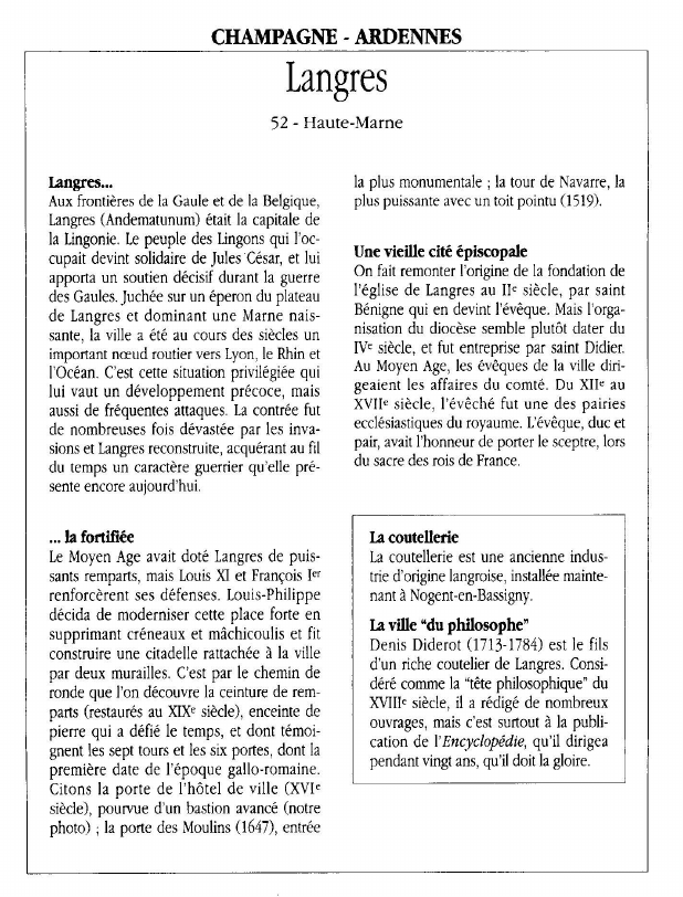 Prévisualisation du document CHAMPAGNE - ARDENNESLangres52 - Haute-Marne.