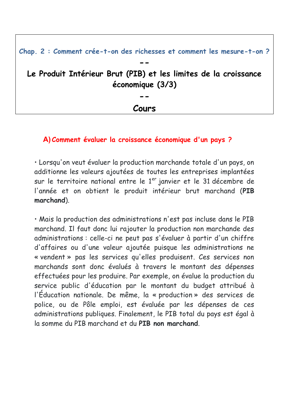 Prévisualisation du document Chap. 2 : Comment crée-t-on des richesses et comment les mesure-t-on ?