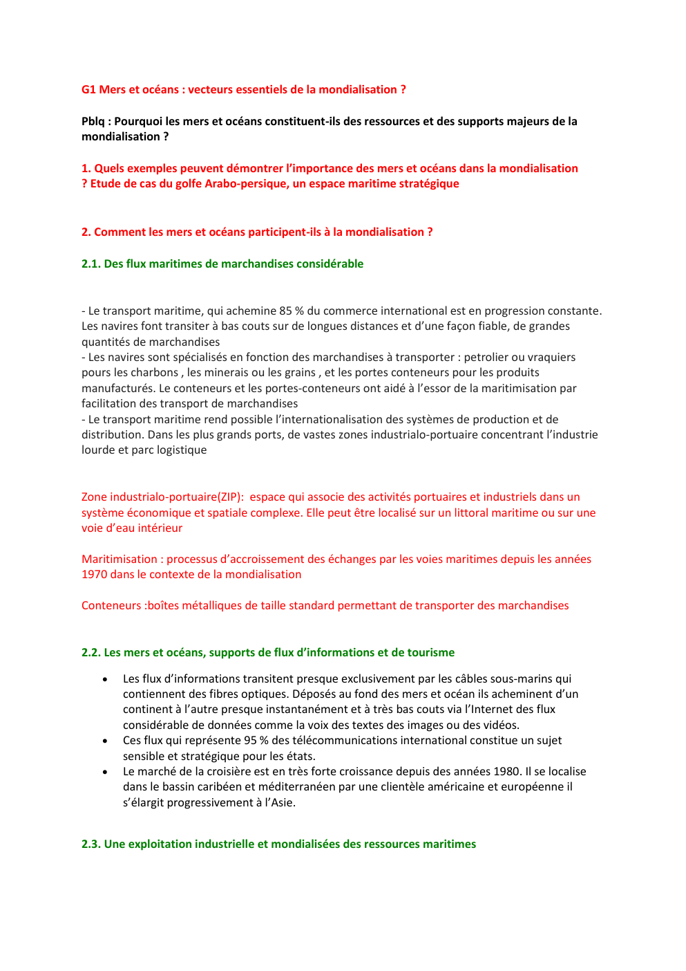 Prévisualisation du document Chapitre 1 Géographie : Mers et Océans