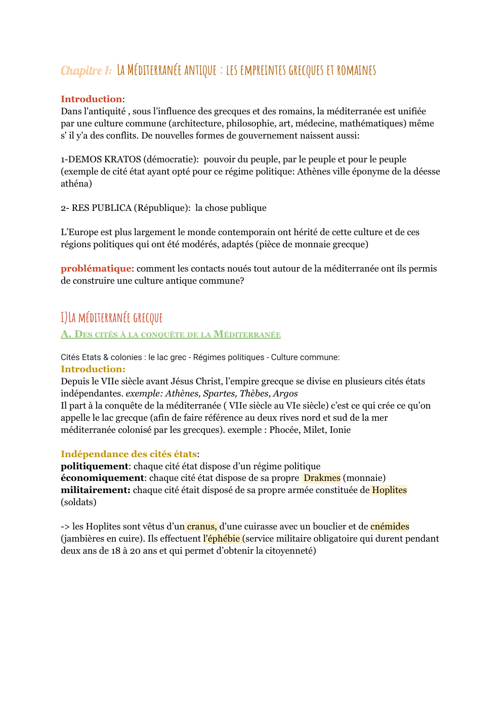 Prévisualisation du document Chapitre 1: La Méditerranée antique : les empreintes grecques et romaines