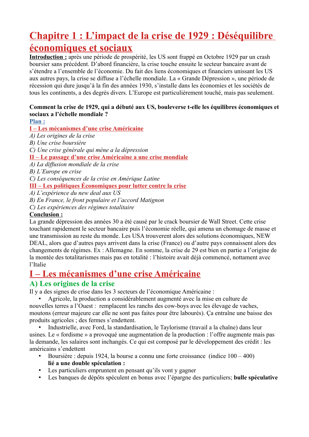 Prévisualisation du document Chapitre 1 : L’impact de la crise de 1929 : Déséquilibre économiques et sociaux