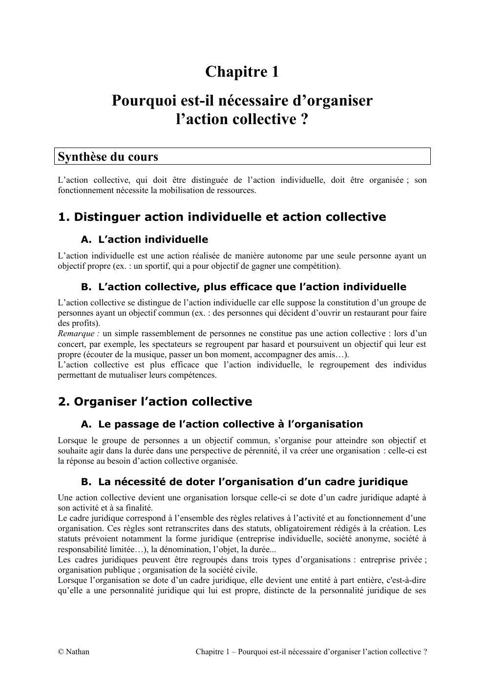 Prévisualisation du document Chapitre 1 Pourquoi est-il nécessaire d’organiser l’action collective ?