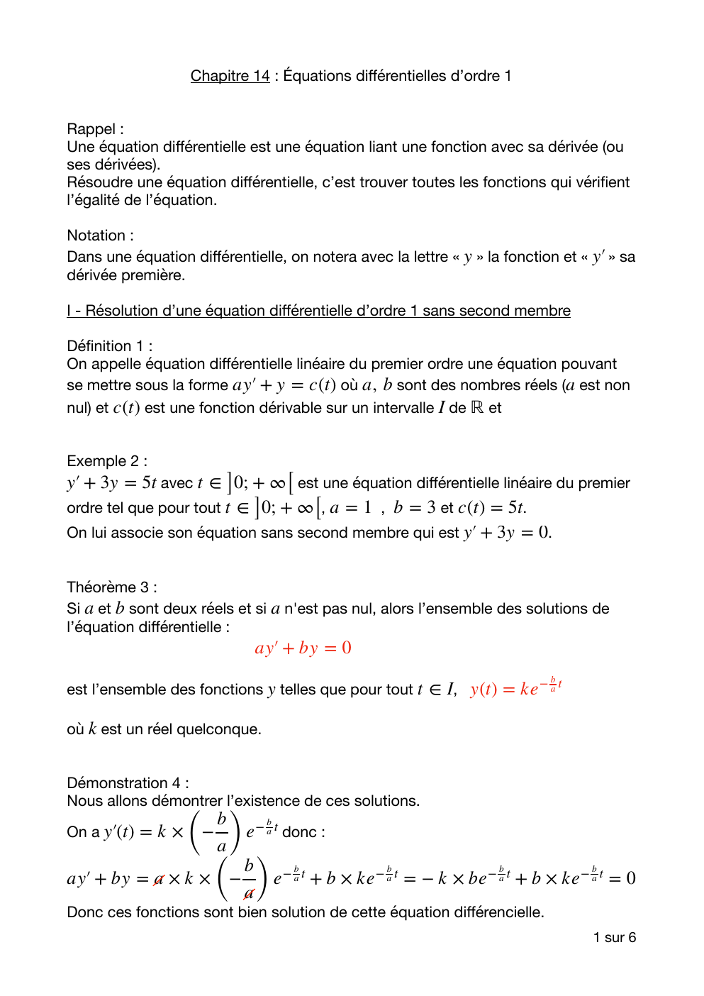 Prévisualisation du document Chapitre 14 : Équations diﬀérentielles d’ordre 1