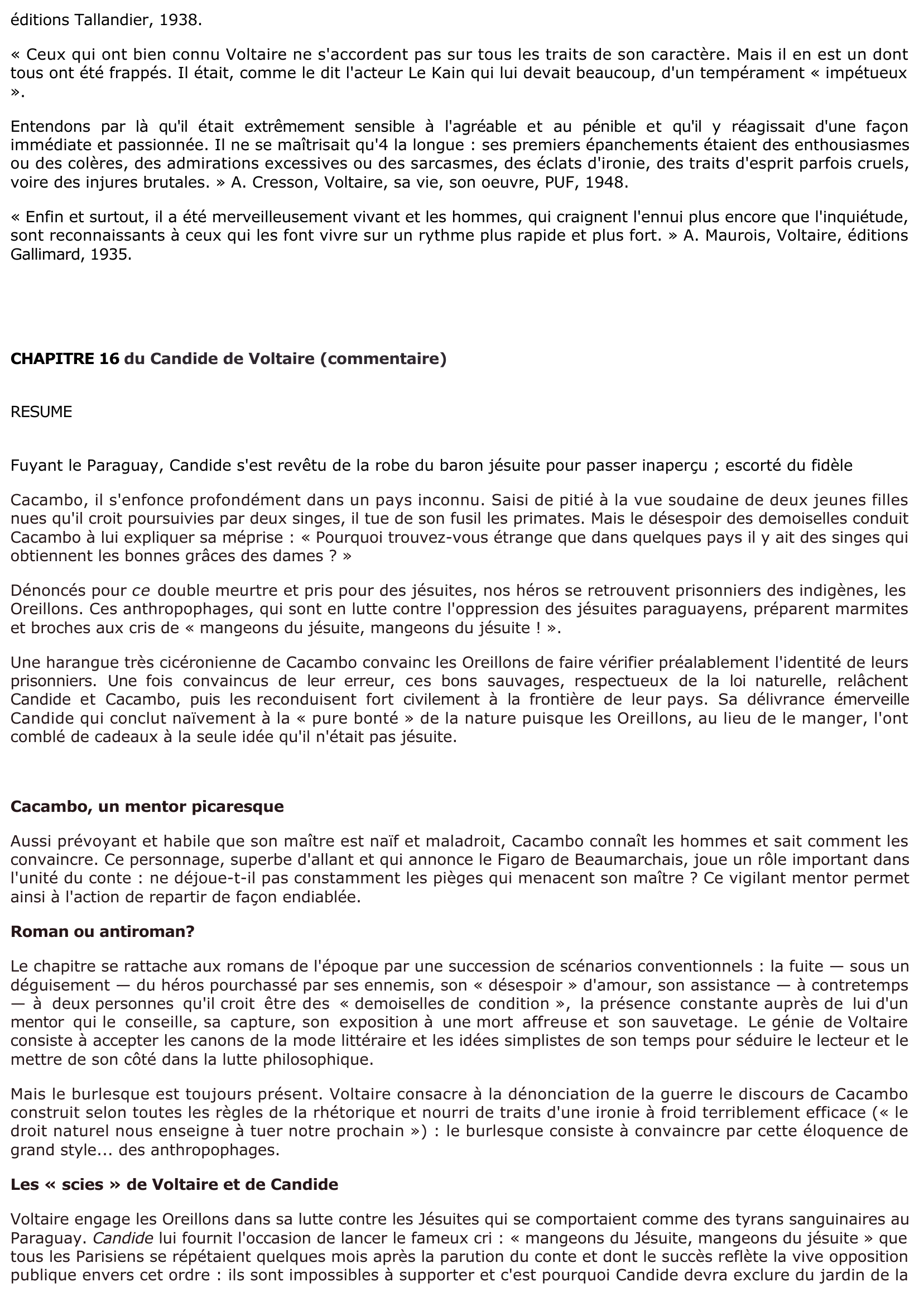 Prévisualisation du document CHAPITRE 16 du Candide de Voltaire (commentaire)