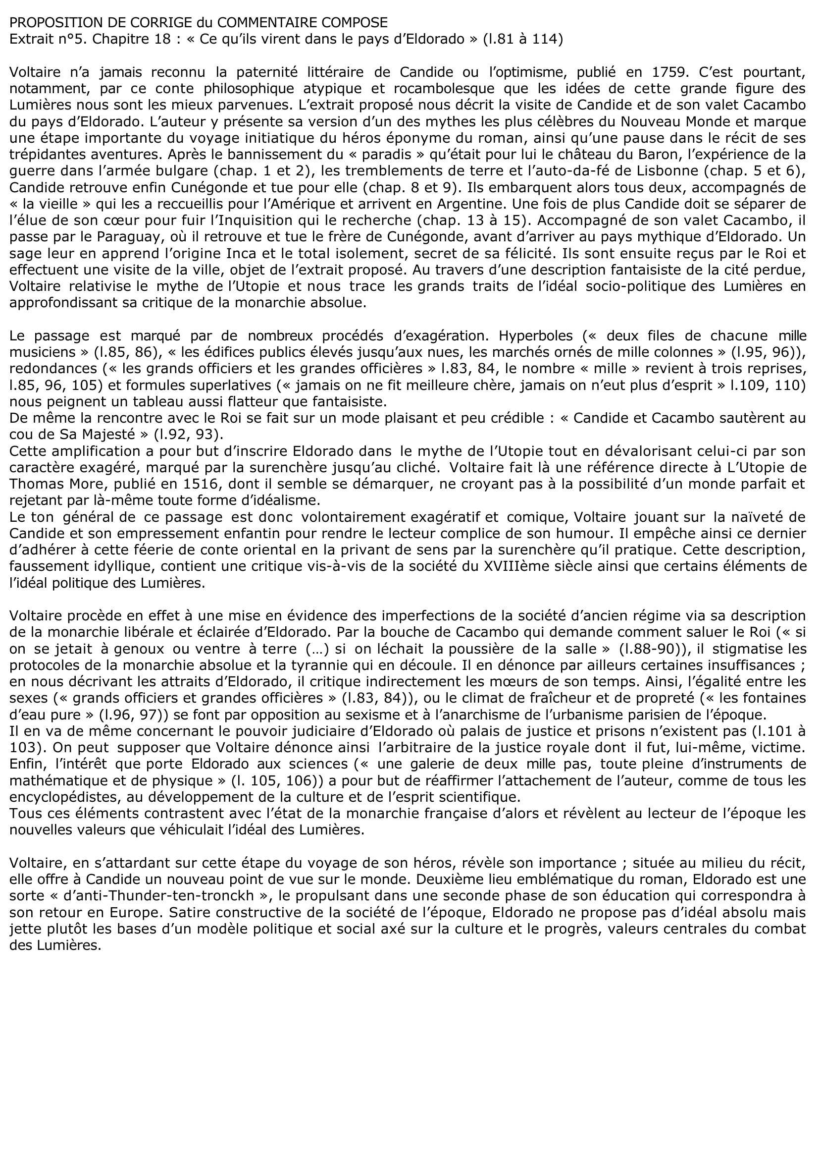 Prévisualisation du document Chapitre 18 : « Ce qu'ils virent dans le pays d'Eldorado » (l.81 à 114) - Voltaire (Candide)