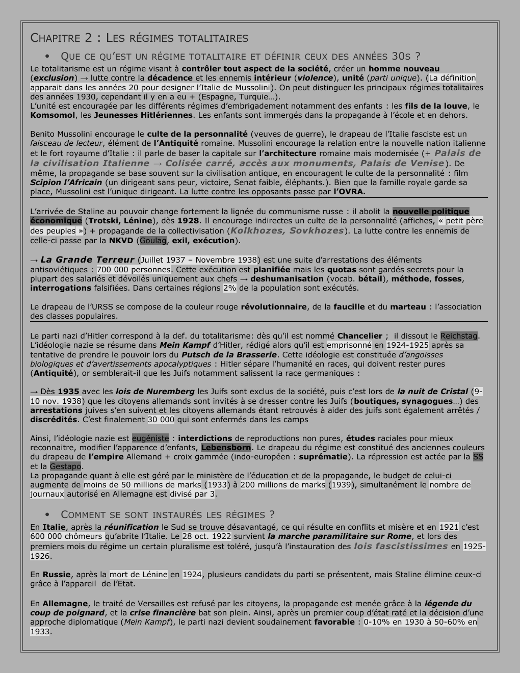Prévisualisation du document Chapitre 2 d'Histoire-Géographie de Terminale : Les règimes totalitaires