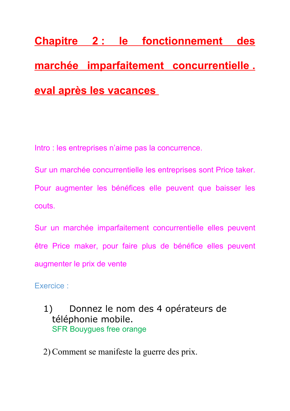 Prévisualisation du document Chapitre  2:  le  fonctionnement  des  marchée imparfaitement concurrentielle .