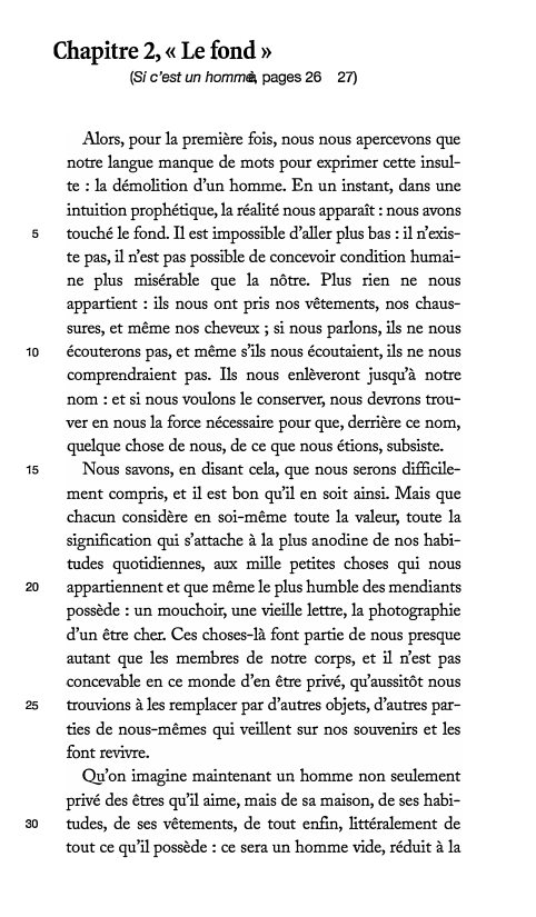 Prévisualisation du document Chapitre 2, « Le fond »
à pages 26
(Si c'est un homme,

5

10

15

20

25

so

27)...