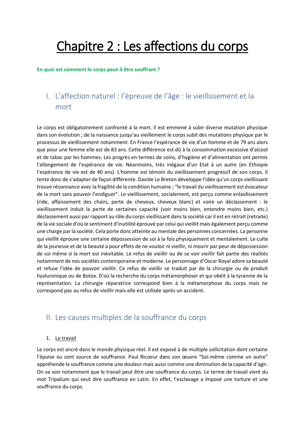 Prévisualisation du document Chapitre 2 : Les affections du corps : En quoi et comment le corps peut-il être souffrant ?