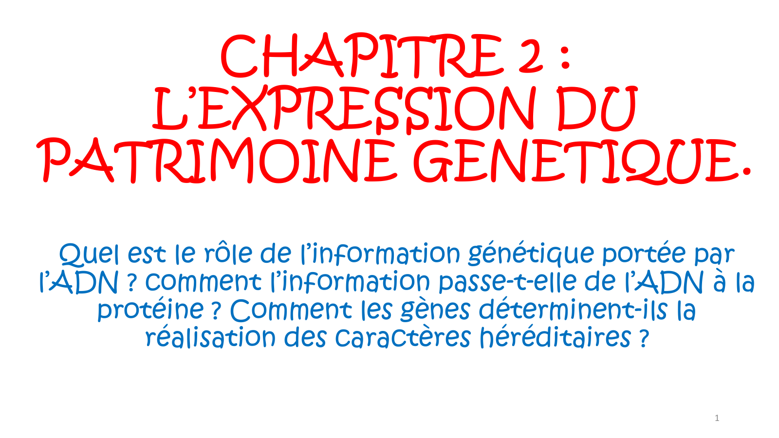 Prévisualisation du document CHAPITRE 2 : L’EXPRESSION DU PATRIMOINE GENETIQUE.