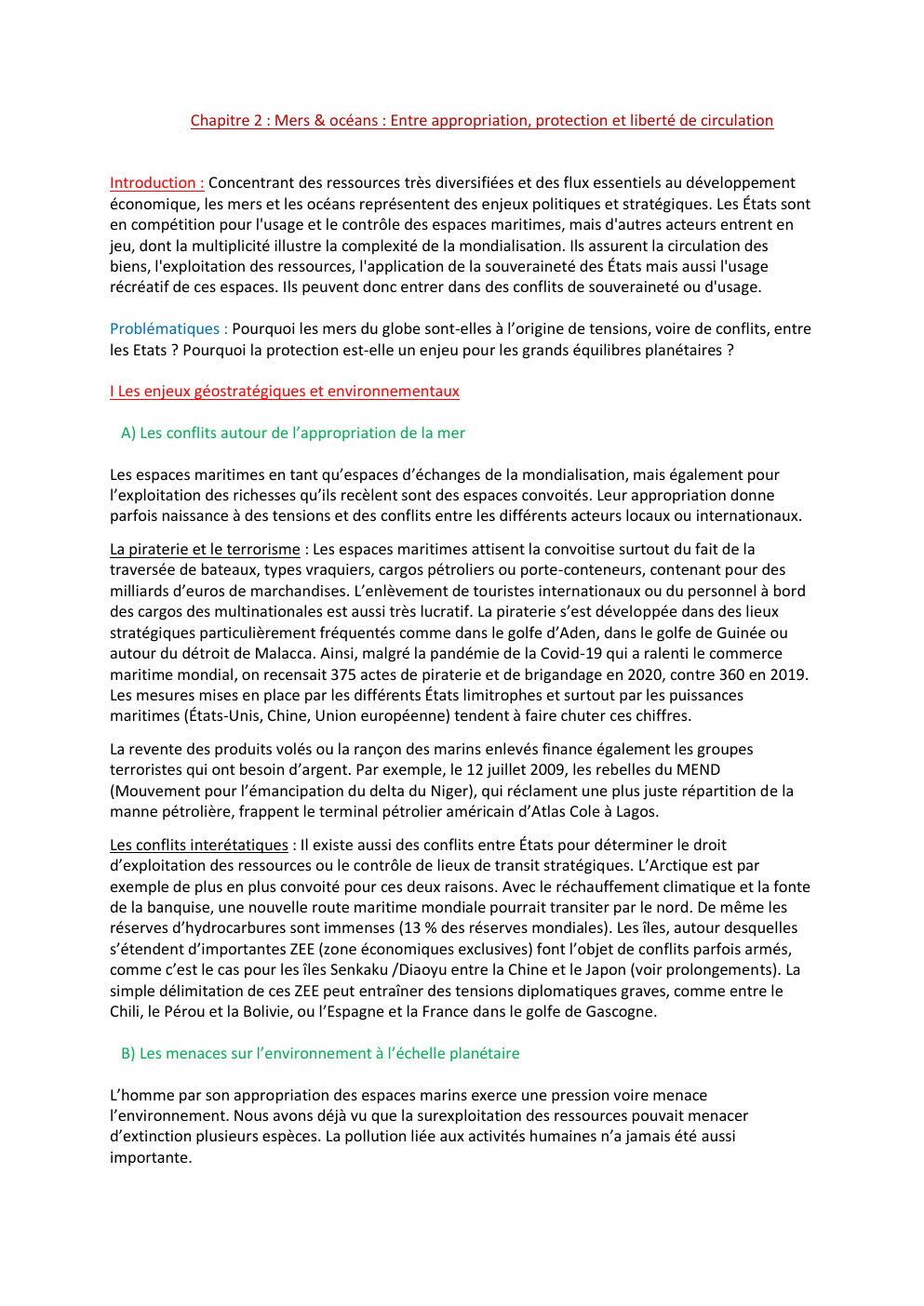 Prévisualisation du document Chapitre 2 : Mers & océans : Entre appropriation, protection et liberté de circulation