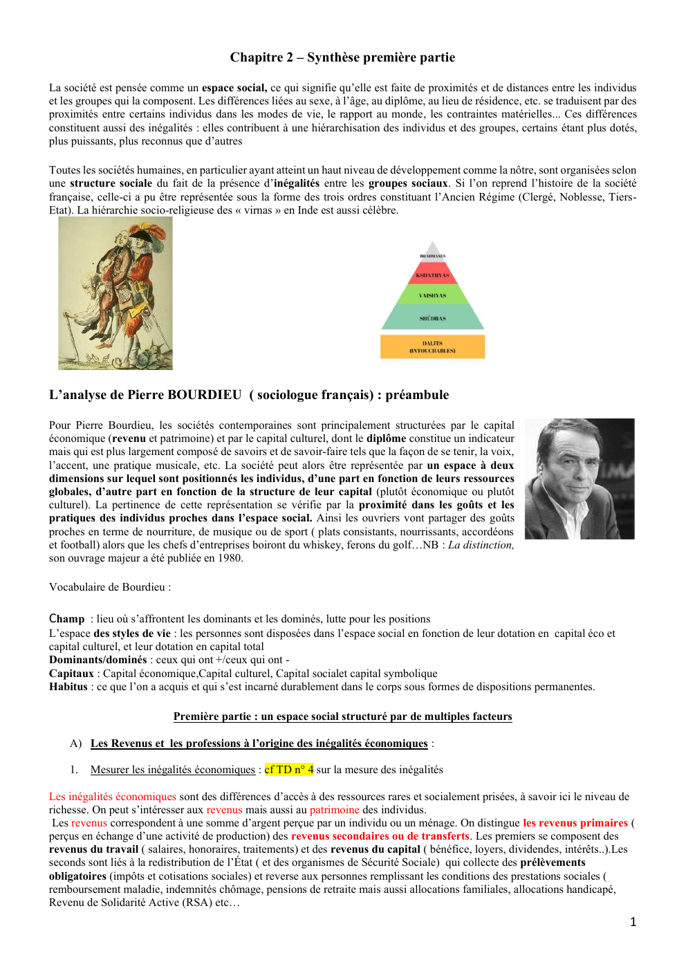 Prévisualisation du document Chapitre 2 – Synthèse première partie (Bourdieu - socio)