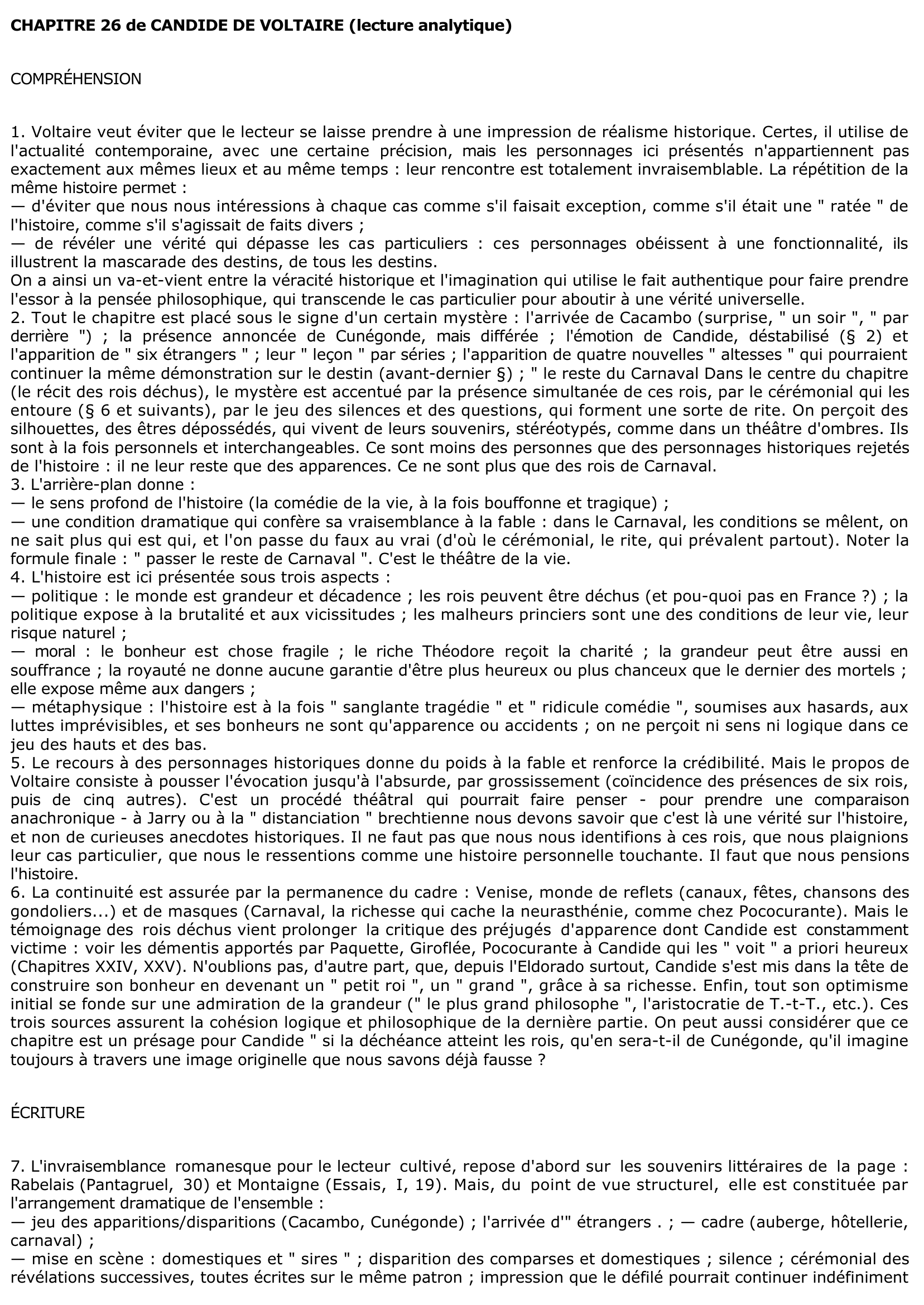 Prévisualisation du document CHAPITRE 26 de CANDIDE DE VOLTAIRE (lecture analytique)