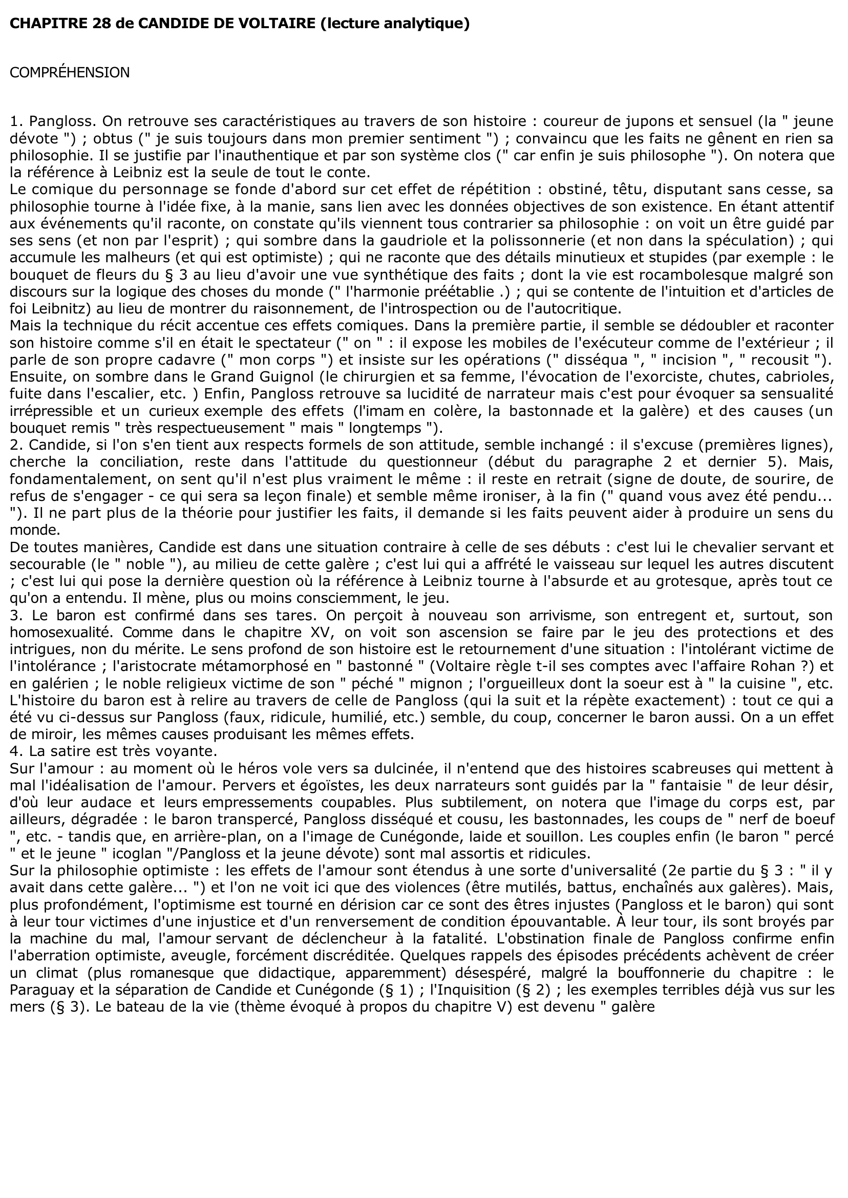 Prévisualisation du document CHAPITRE 28 de CANDIDE DE VOLTAIRE (lecture analytique)