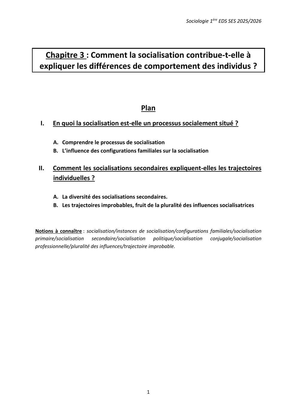 Prévisualisation du document Chapitre 3 : Comment la socialisation contribue-t-elle à expliquer les différences de comportement des individus ?