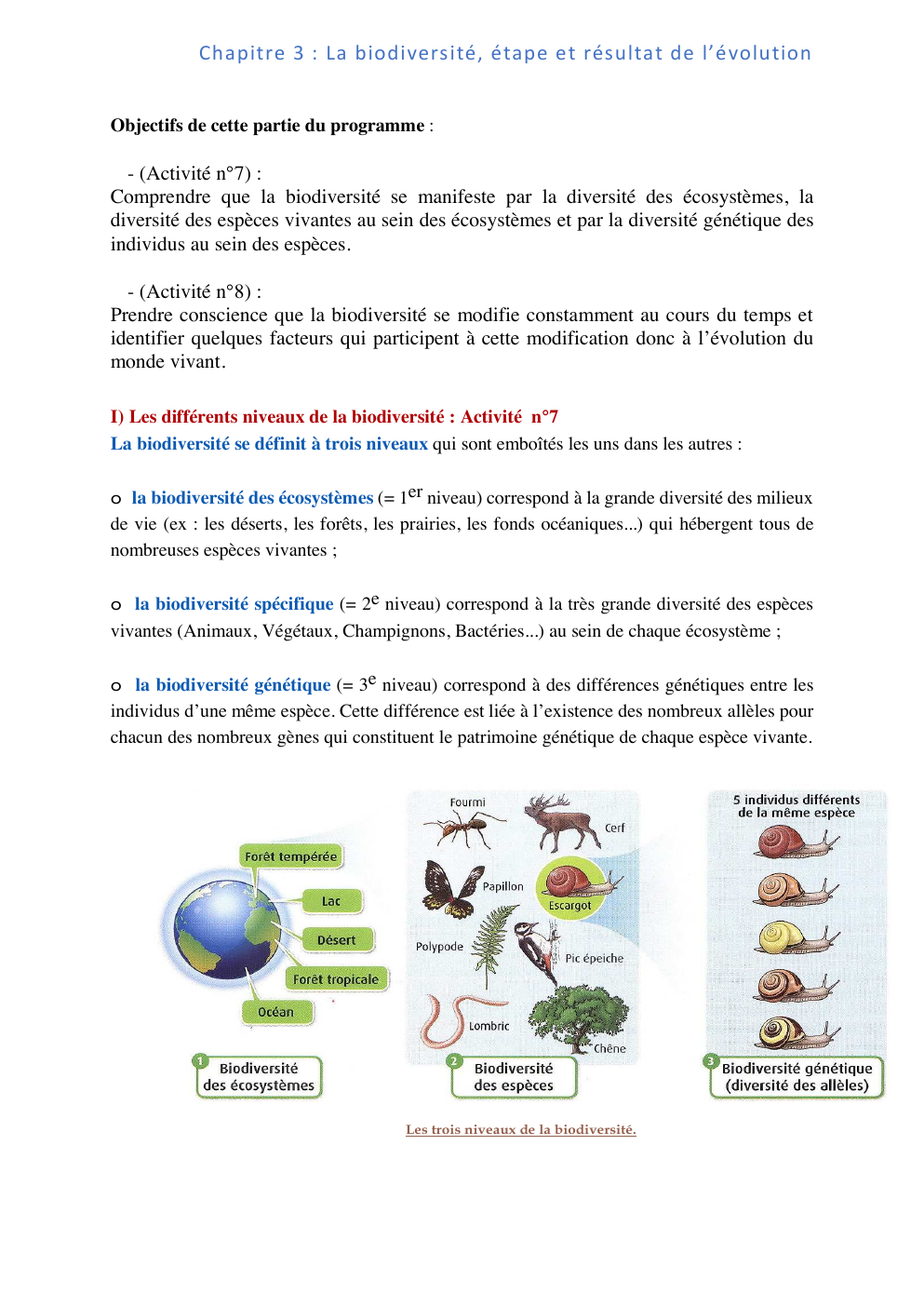 Prévisualisation du document Chapitre 3 : La biodiversité, étape et résultat de l’évolution