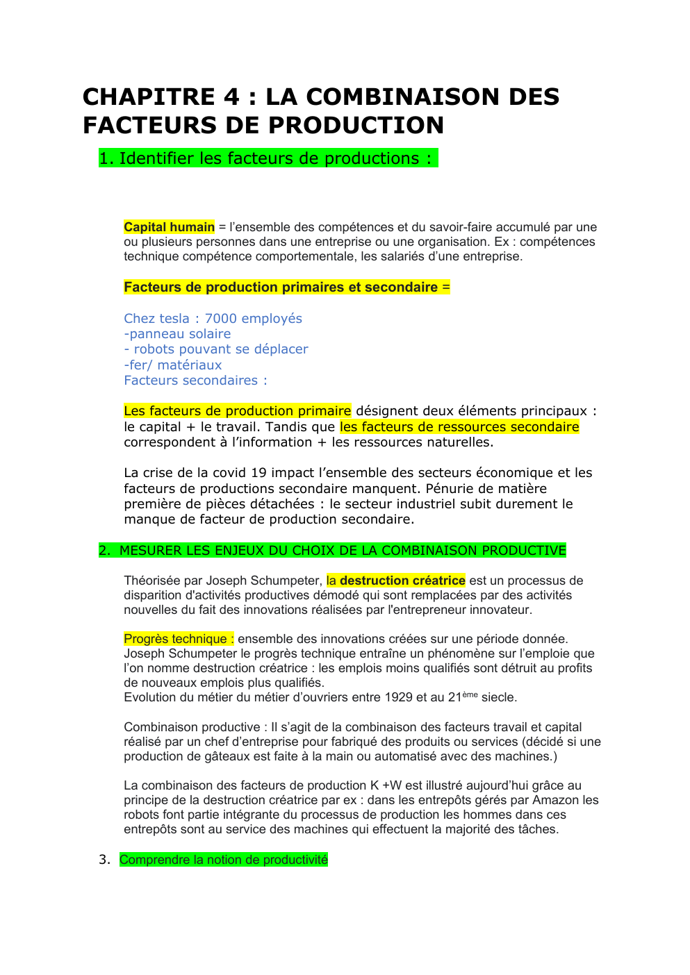Prévisualisation du document CHAPITRE 4 : LA COMBINAISON DES FACTEURS DE PRODUCTION