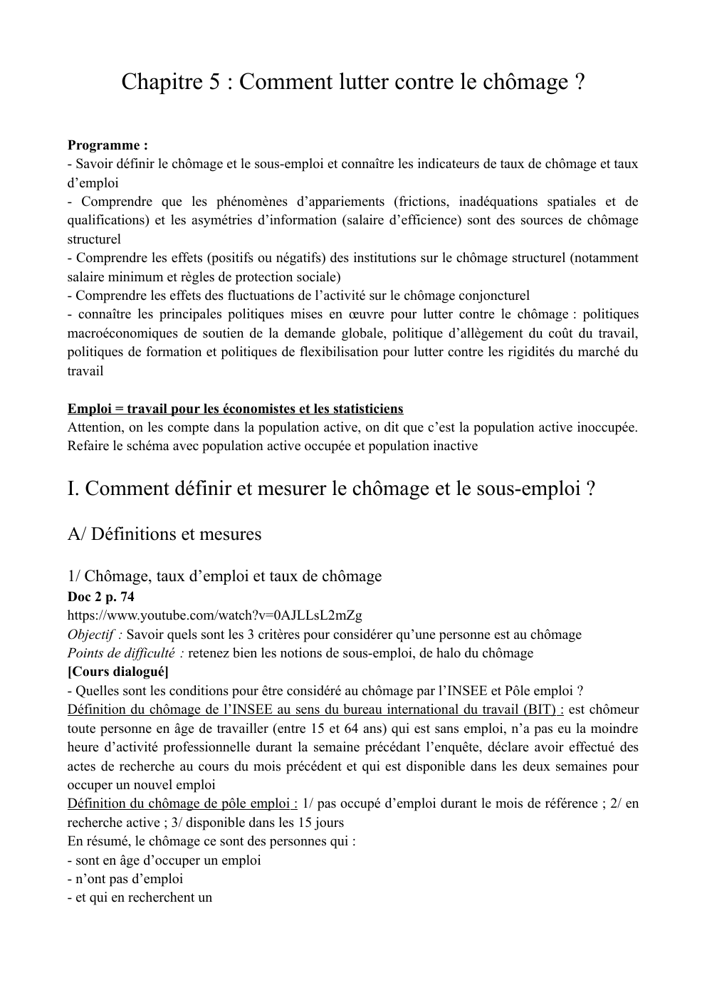 Prévisualisation du document Chapitre 5 : Comment lutter contre le chômage ?