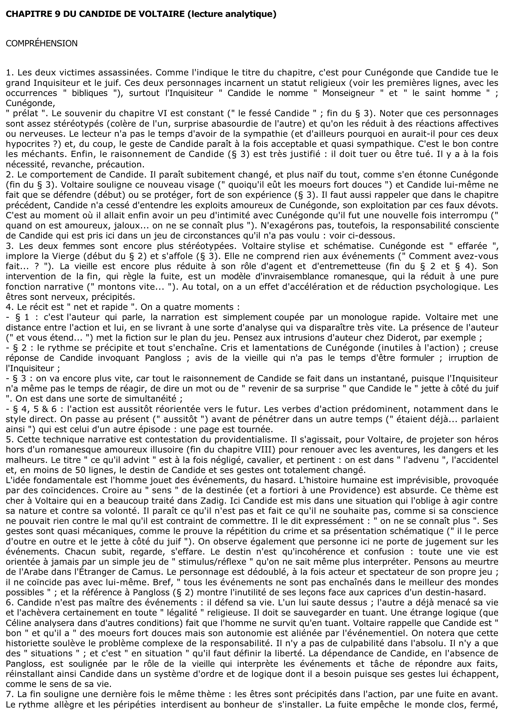 Prévisualisation du document CHAPITRE 9 DU CANDIDE DE VOLTAIRE (lecture analytique)
