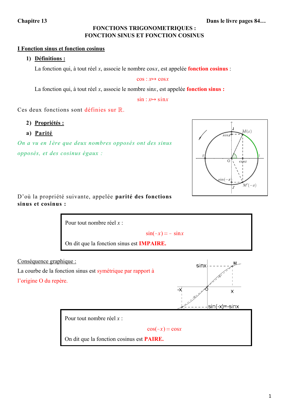 Prévisualisation du document chapitre fonctions trigonométriques spé math terminale