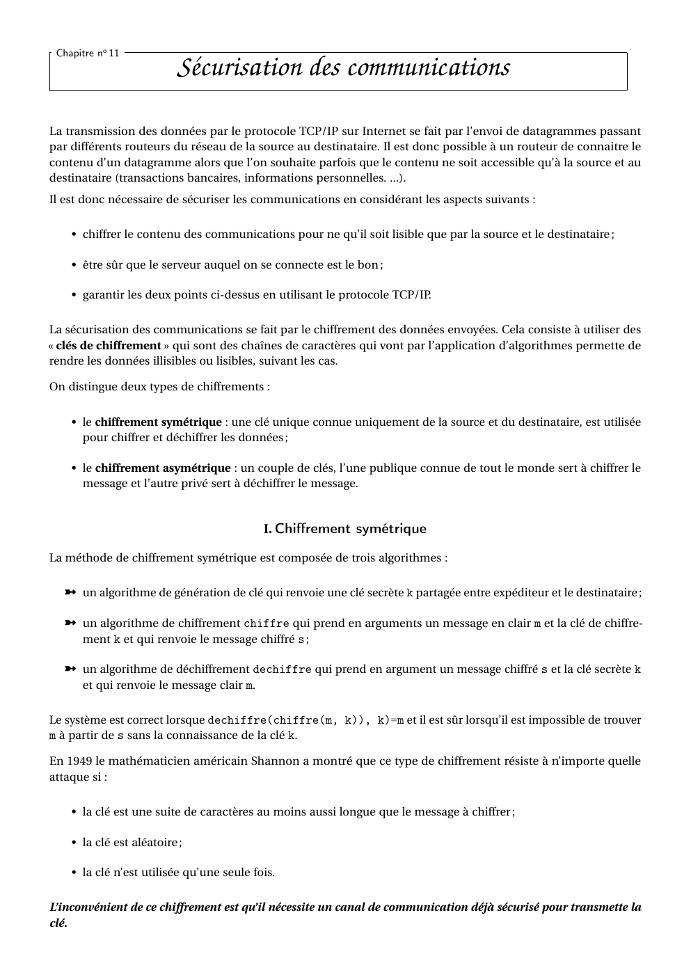 Prévisualisation du document Chapitre no 11  Sécurisation des communications