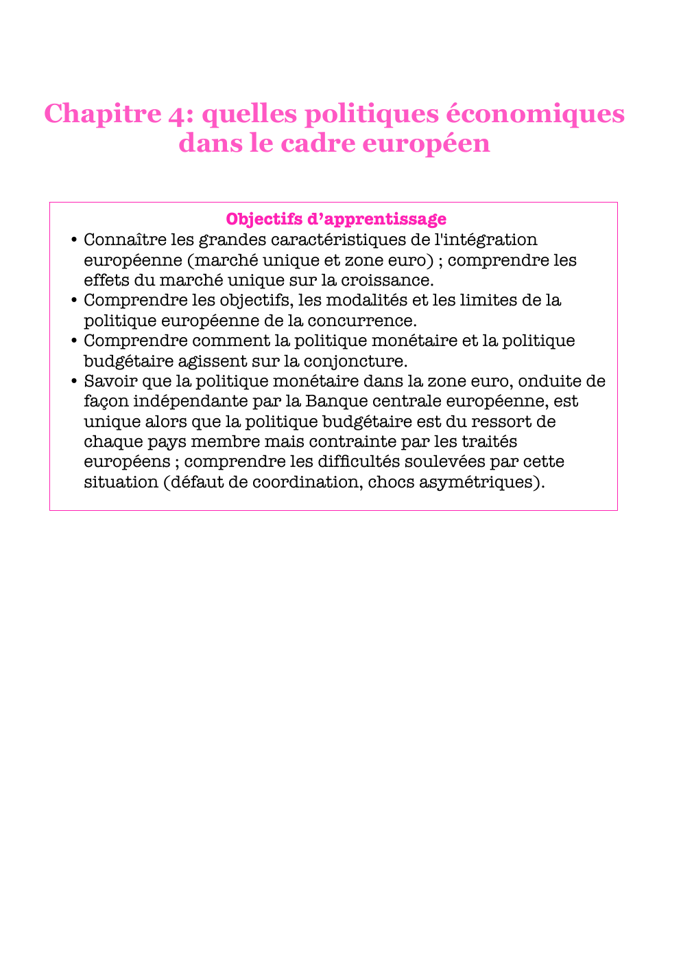 Prévisualisation du document Chapitre ses : l’Union européenne Chapitre 4: quelles politiques économiques dans le cadre européen