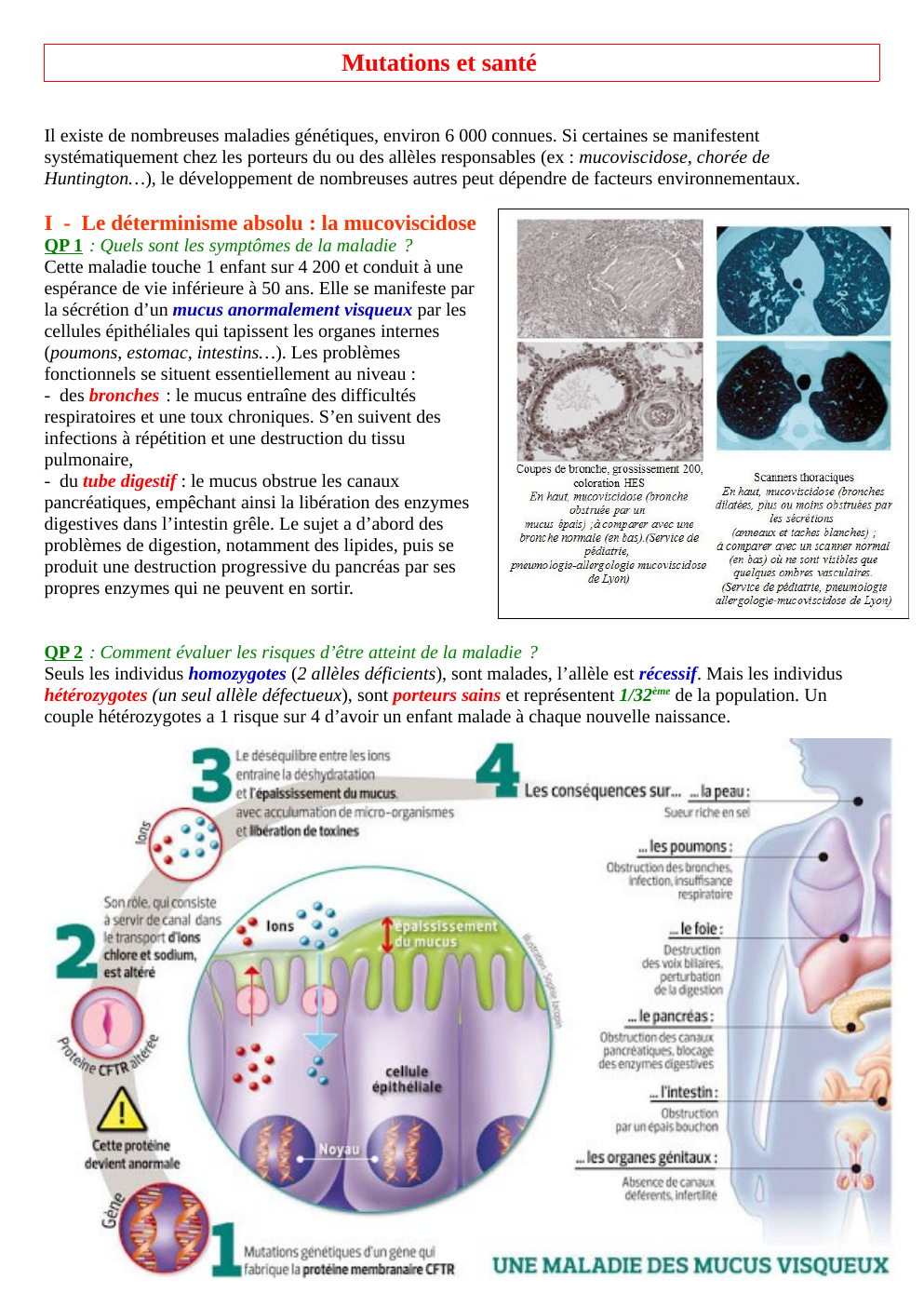 Prévisualisation du document Chapitre svt première: Mutations et santé