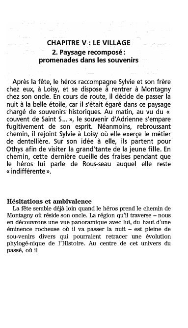 Prévisualisation du document CHAPITRE V: LE VILLAGE: Sylvie de Nerval (résumé et analyse)