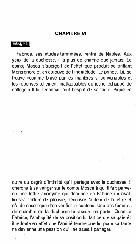 Prévisualisation du document CHAPITRE VII

fil:J..11)&11
Fabrice, ses études terminées, rentre de Naples. Aux
yeux de la duchesse, il a plus de charme...