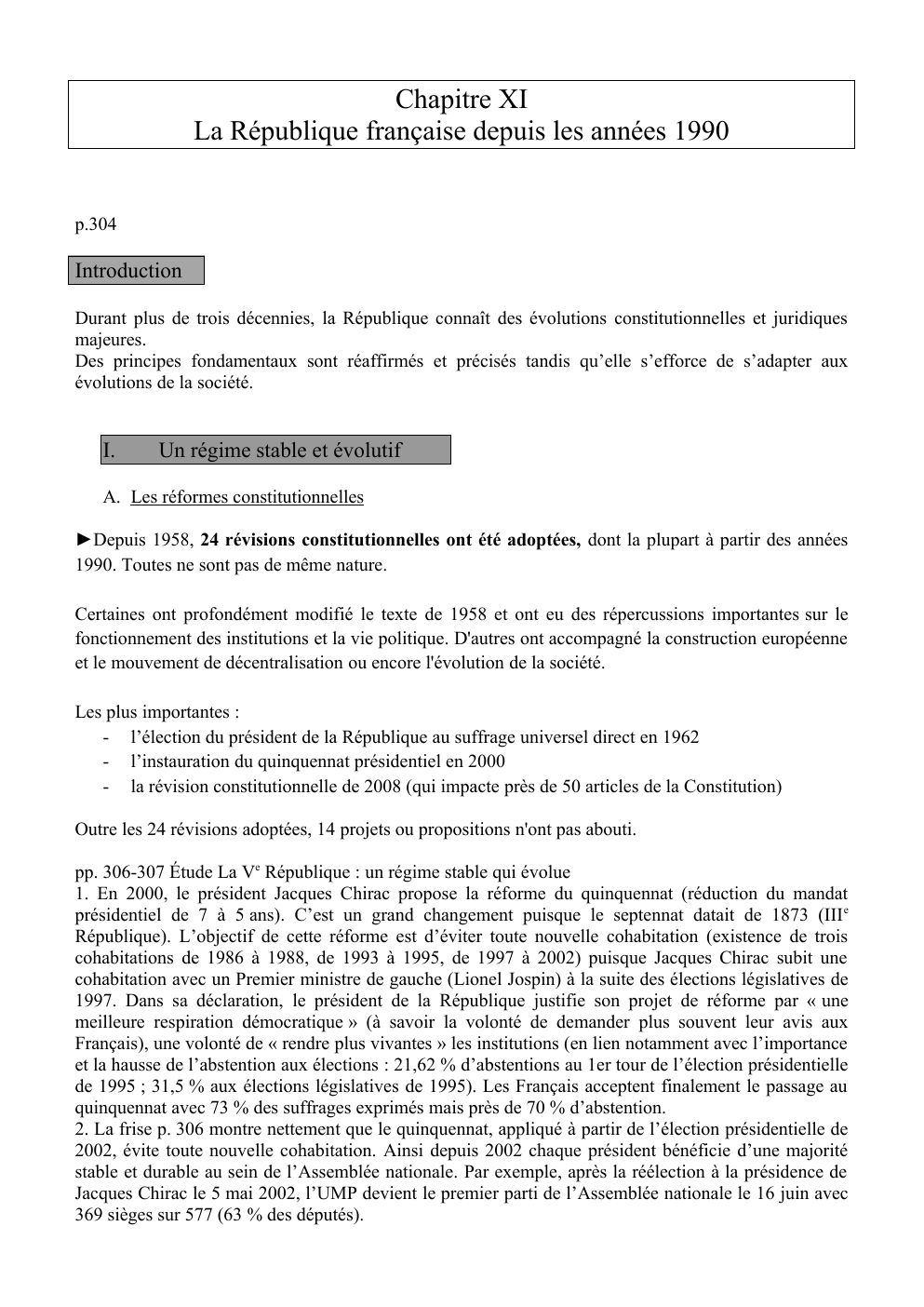 Prévisualisation du document Chapitre XI La République française depuis les années 1990
