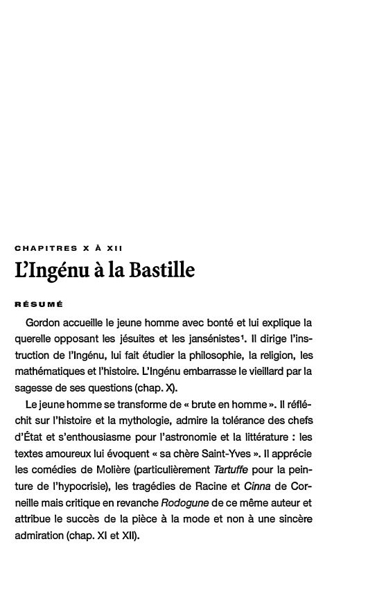 Prévisualisation du document CHAPITRES X A XII: L'Ingénu à la Bastille - Commentaire de L'Ingénu de Voltaire