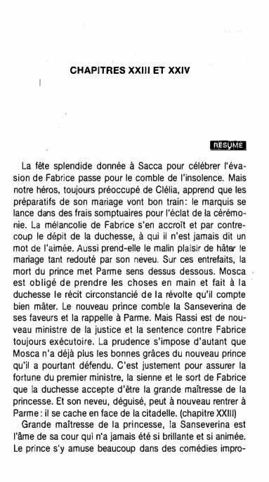 Prévisualisation du document CHAPITRES XXIII ET XXIV - La Chartreuse de Parme: Stendhal. Résumé analytique.