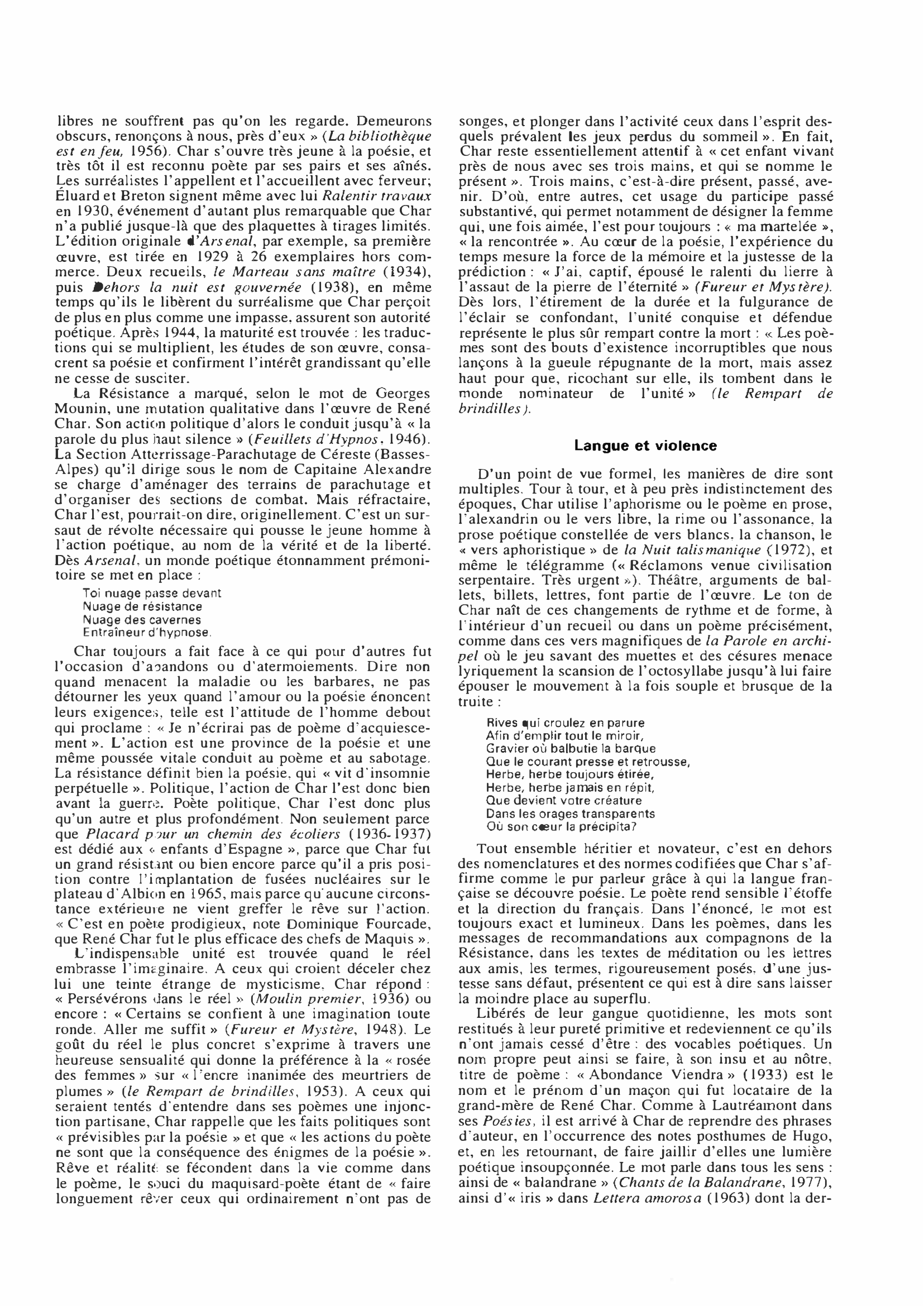 Prévisualisation du document CHAR René : sa vie et son oeuvre