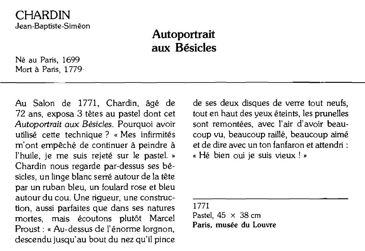 Prévisualisation du document CHARDIN Jean-Baptiste-Siméon : Autoportrait aux Bésicles