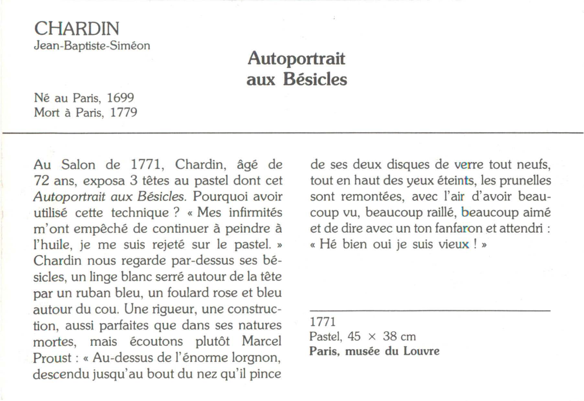 Prévisualisation du document CHARDIN Jean-Baptiste-Siméon : Autoportrait aux Bésicles