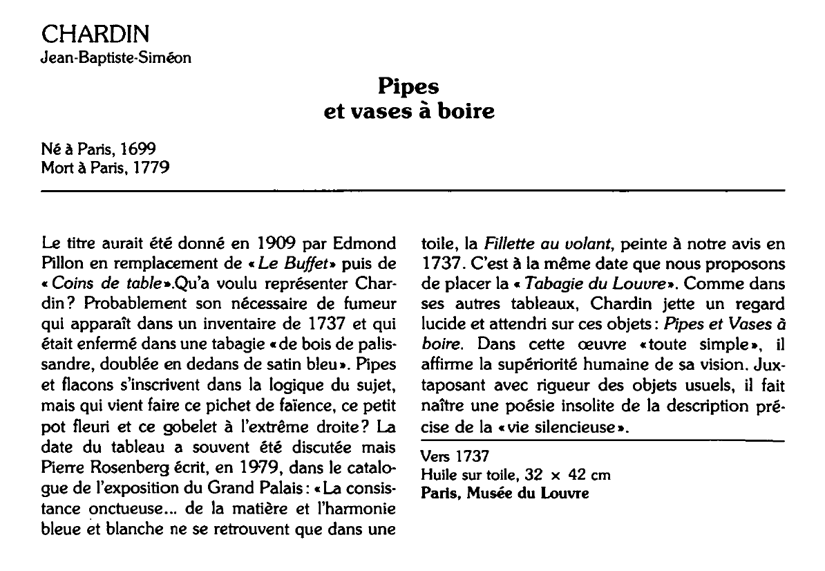 Prévisualisation du document CHARDIN Jean-Baptiste-Siméon : Pipes et vases à boire