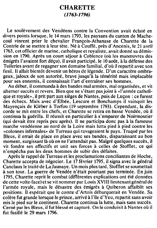 Prévisualisation du document CHARETTE( 1763-1796) - BIOGRAPHIE.