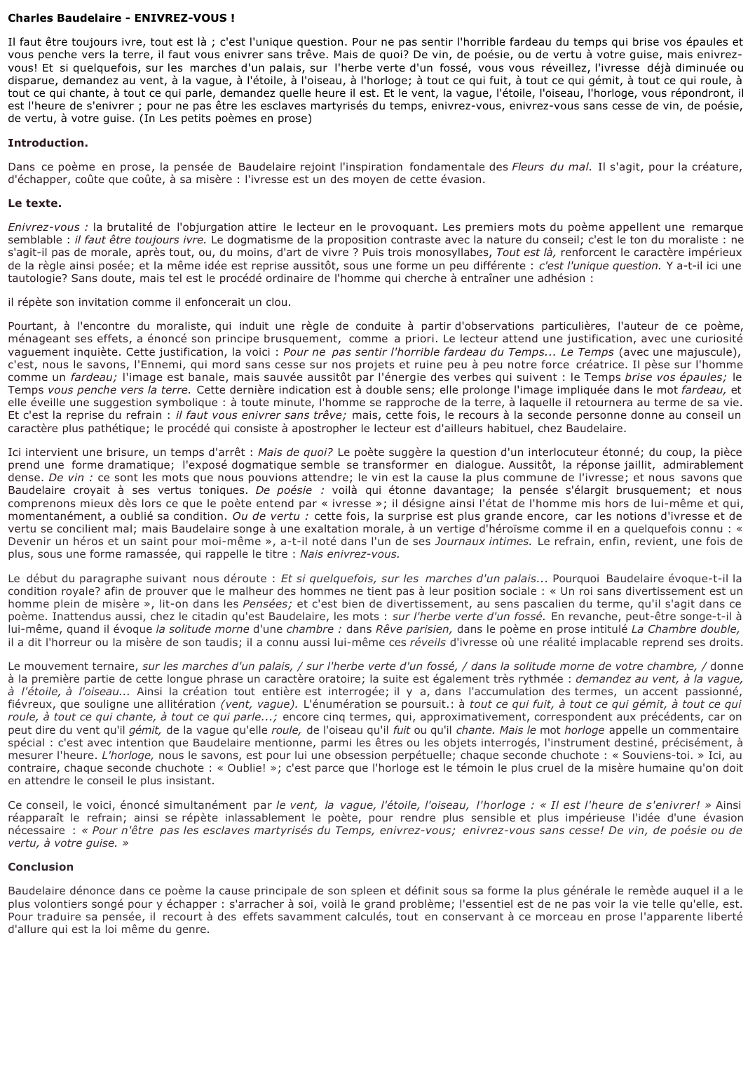 Prévisualisation du document 	Charles Baudelaire - ENIVREZ-VOUS !