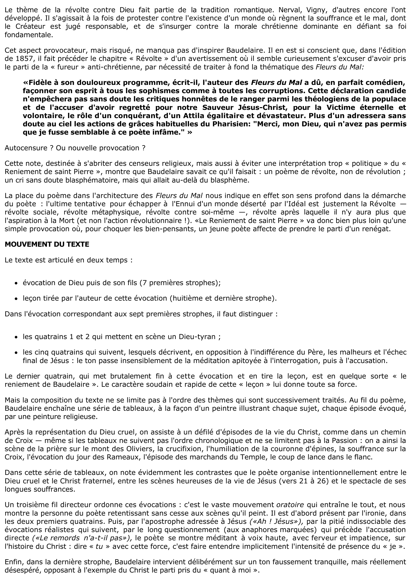 Prévisualisation du document Charles BAUDELAIRE - Le reniement de Saint-Pierre (Recueil : Les fleurs du mal)