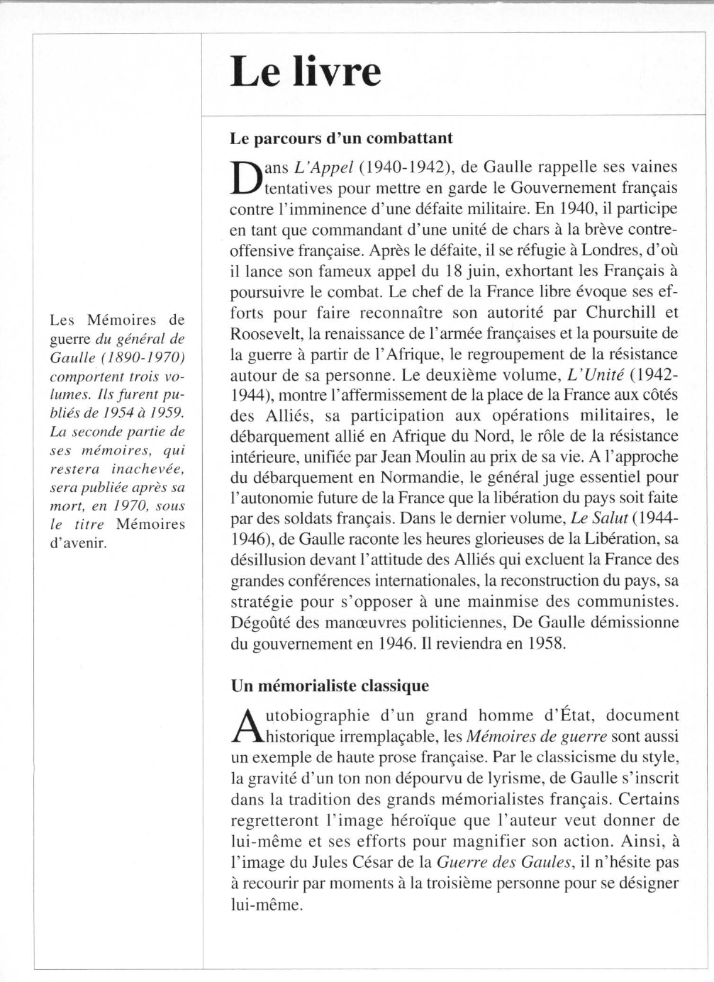 Prévisualisation du document Charles de GAULLE : Mémoires de guerre