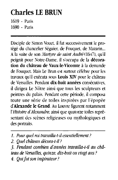 Prévisualisation du document Charles LE BRUN1619 - Paris1690 - ParisDisciple de Simon Vouet.