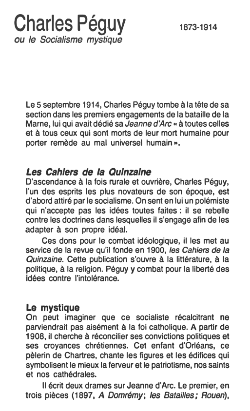 Prévisualisation du document Charles Péguy ou le Socialisme mystique