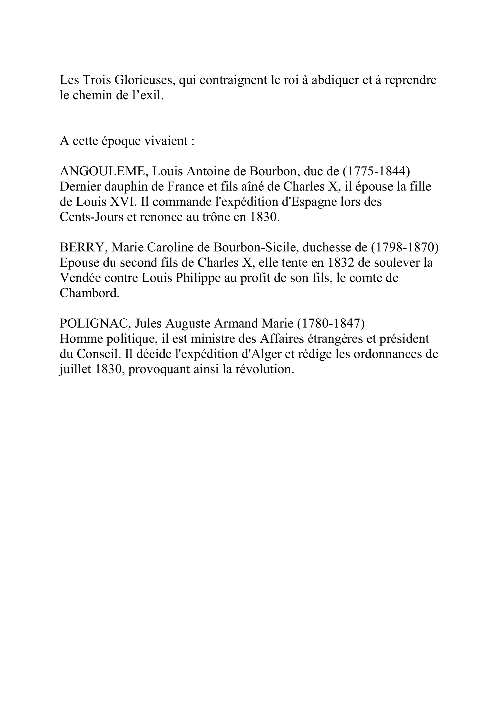 Prévisualisation du document CHARLES X
Charles-Philippe de Bourbon, comte d'Artois (9 octobre 1757-6 novembre 1836)
Roi de France (1824-1830)
Frère de Louis XVI et de Louis XVIII, il succède à ce dernier en 1824.