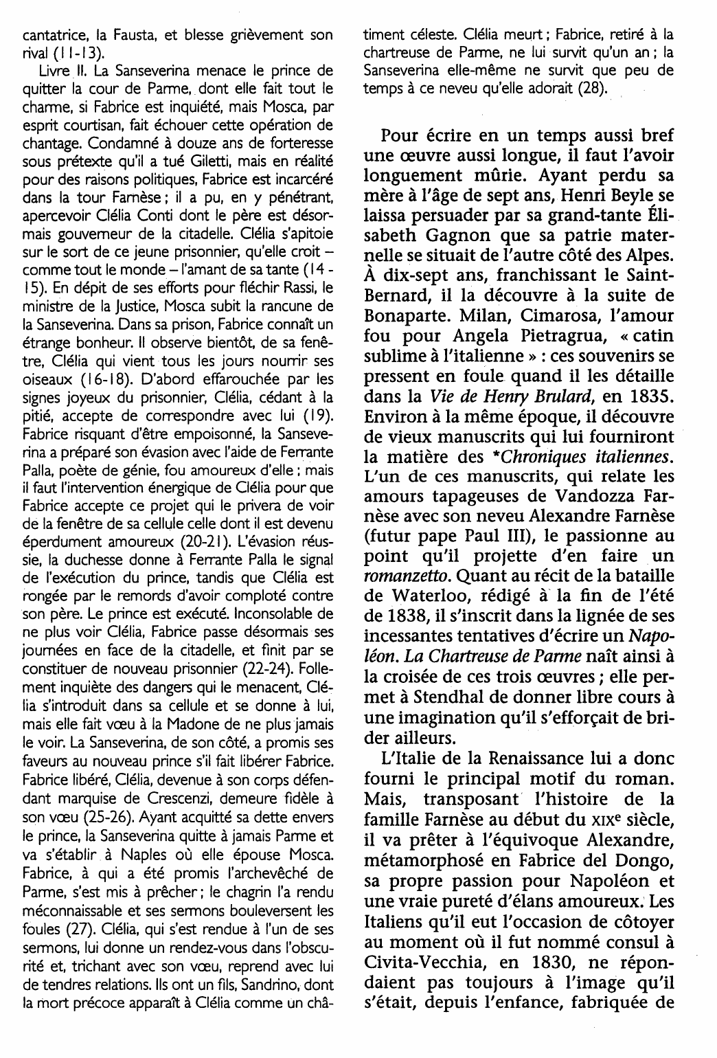 Prévisualisation du document Chartreuse de Parme (la). Roman de Stendhal (résumé de l'oeuvre & analyse détaillée)