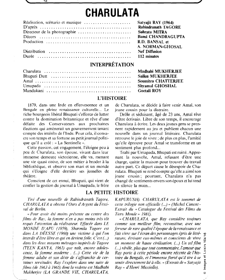 Prévisualisation du document CHARULATA