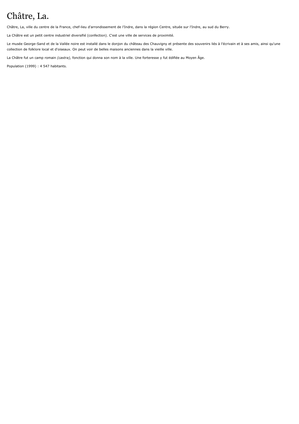 Prévisualisation du document Châtre, La.