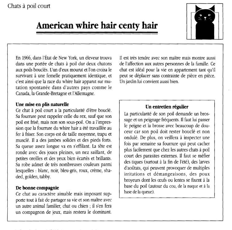 Prévisualisation du document Chats à poil court:	American whire hair centy hair.