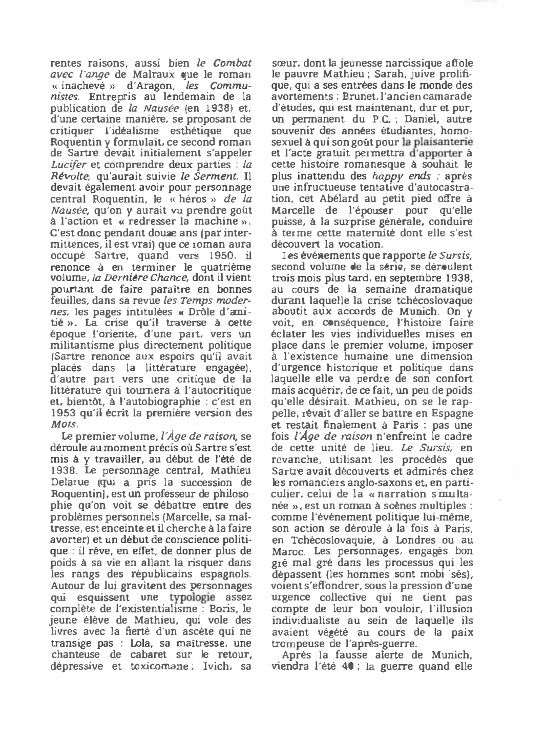 Prévisualisation du document CHEMINS DE LA LIBERTÉ (les) de J. P. Sartre